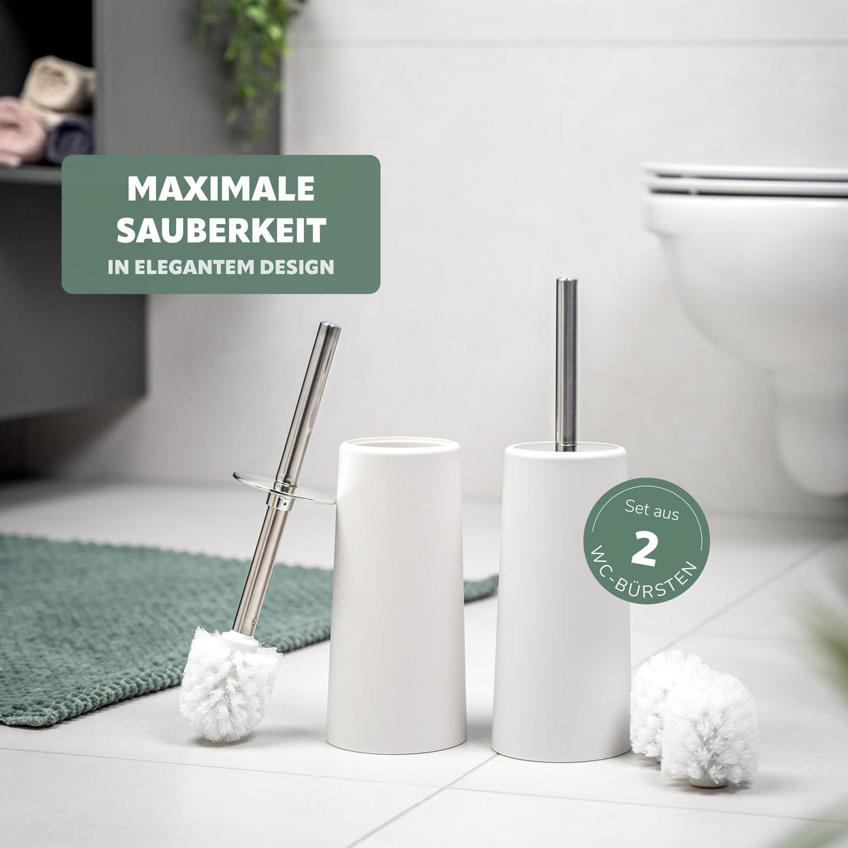 WC-BÜRSTE 2er-Set, weiß - Weiß, Kunststoff (10/34.5/10cm) - bremermann