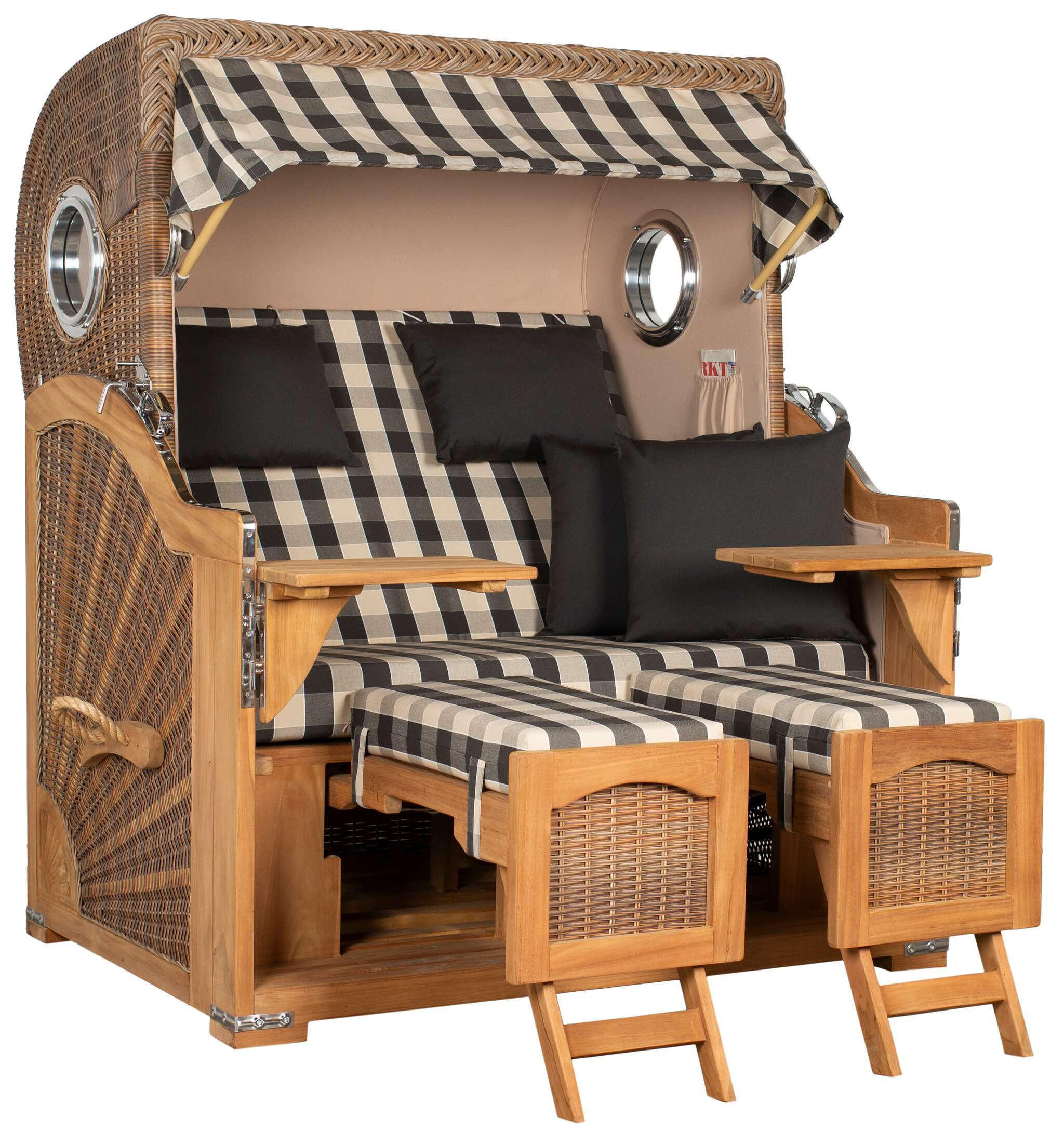 STRANDKORB XXL Düne Grande Teak Banana - Braun/Grau, Metall (142/170/95cm) - Mr. Deko