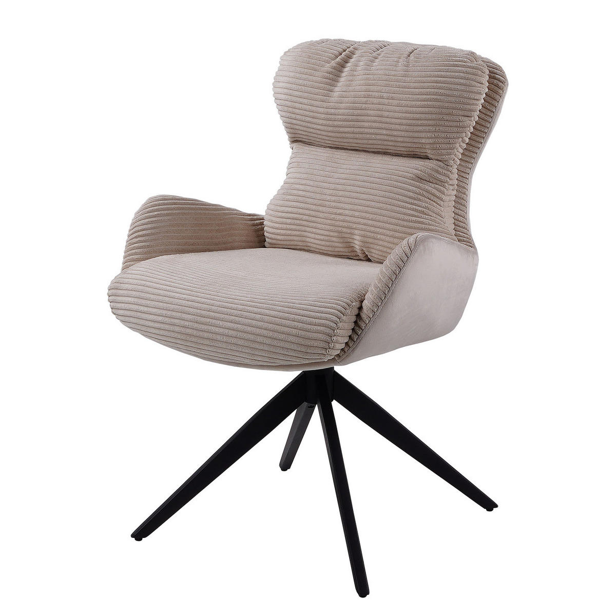 ARMLEHNENSTUHL - 2er-Set - Beige, Textil/Metall (58/88/68cm) - home24