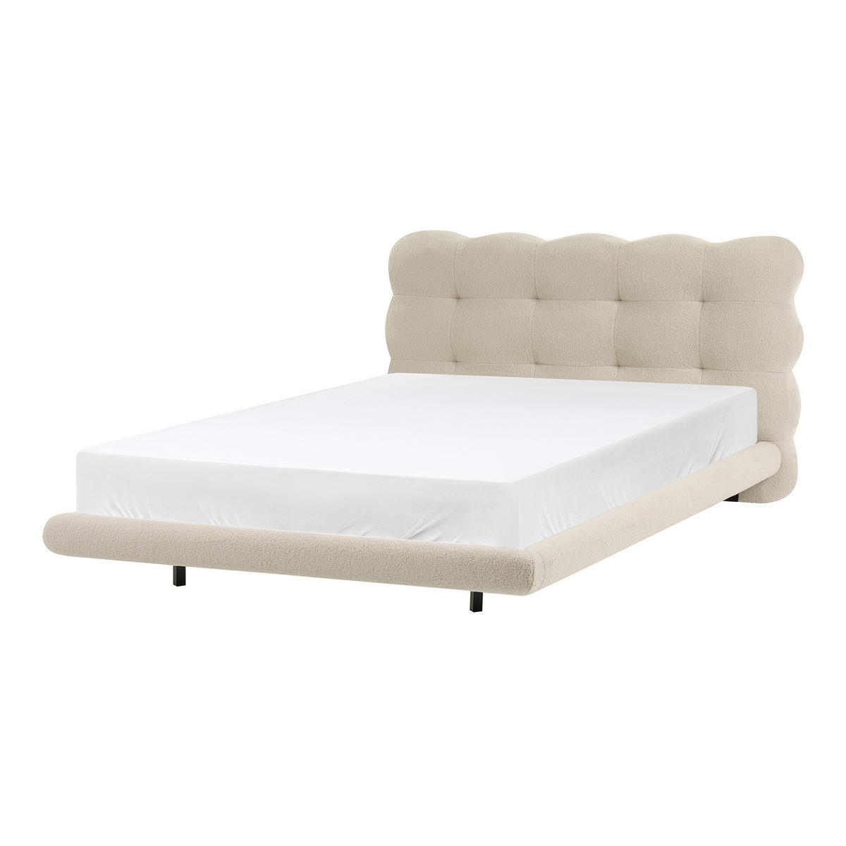 POSTELJA z letvenim dnom 120/200 bouclé bež Soulisse - črna/bež, tekstil (120/200cm) - Beliani