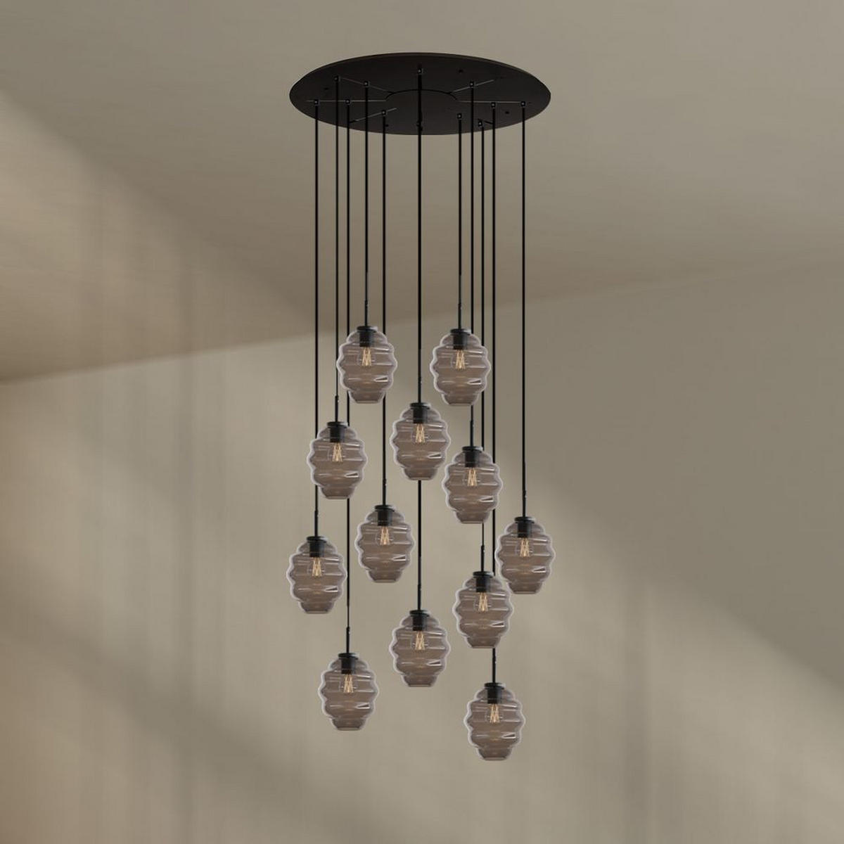 GALERIELEUCHTE Echos 12-flammig Rauch Ø 18cm - Anthrazit/Schwarz, Glas (18/18/20cm) - s.luce