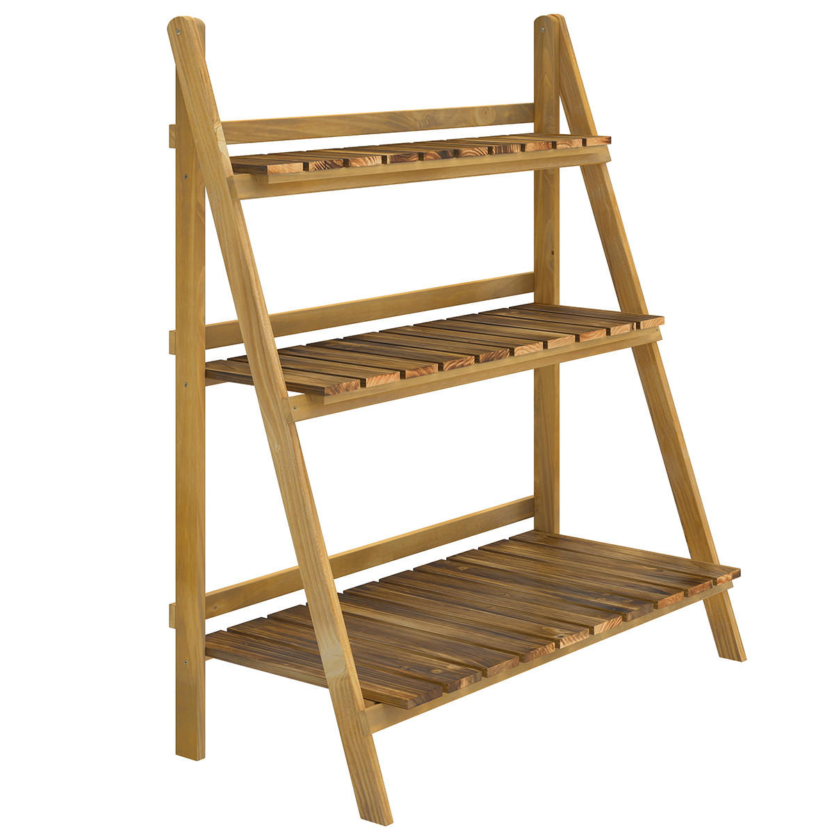 PFLANZENTREPPE Blumentreppe Blumenregal Pflanzregal, 5 Stufen, Tannenholz, Verkohlt - Dunkelbraun, Holz (37/93/80cm) - Outsunny