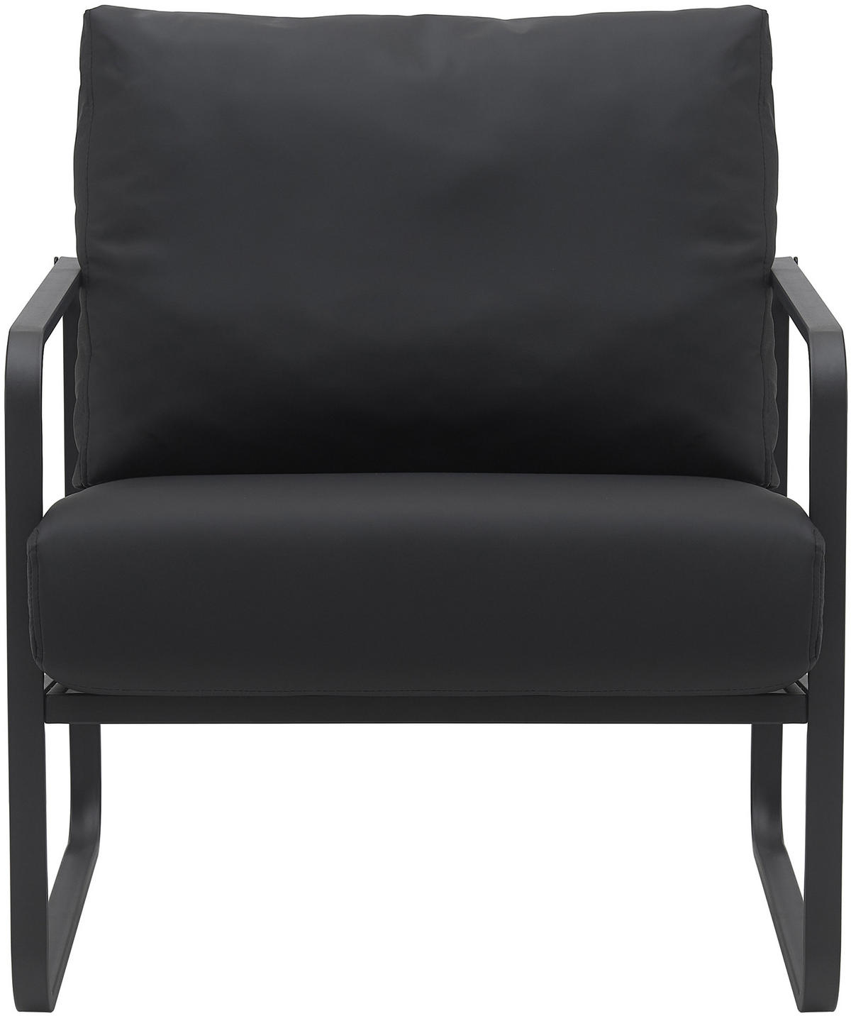 SESSEL Lederlook schwarz - Schwarz, Textil/Metall (70/82/74cm) - CLP