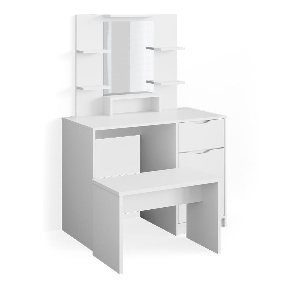 SCHMINKTISCH Ruben Little Weiß 100 cm mit Bank - Weiß, Holzwerkstoff (100/142/42cm) - Vicco
