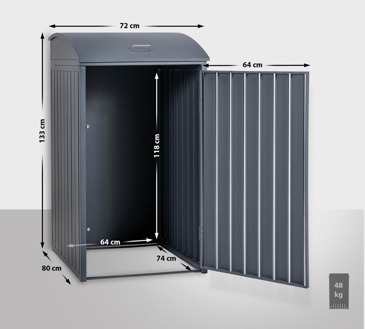 MÜLLTONNENVERKLEIDUNG 72/80/133 cm Metall Anthrazit - Anthrazit, Metall (72/133/80cm) - CLP