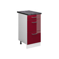 KÜCHENUNTERSCHRANK R-Line Bordeaux Hochglanz 40 cm mit Schubladen AP Anthrazit - Bordeaux/Weiß, Holzwerkstoff (40/81.6/60cm) - Vicco