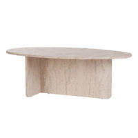 COUCHTISCH mit ovaler Platte L125 cm 65/120/40 cm - Beige, Holzwerkstoff (70/65/40cm) - Calicosy
