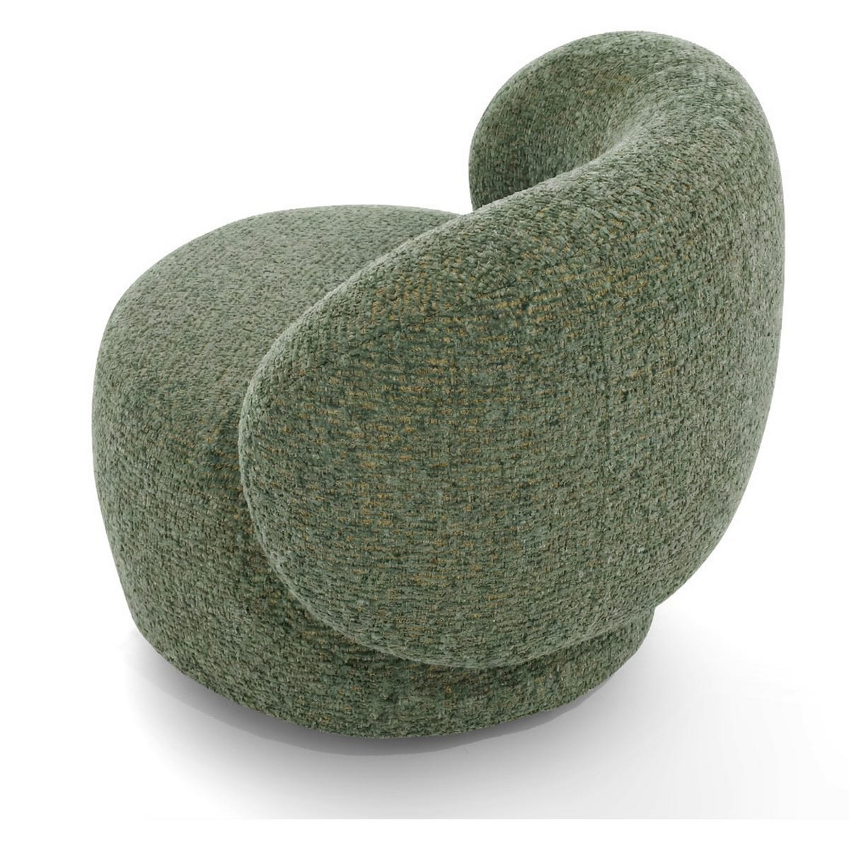 SESSEL Mao, Drehsessel mit runder Form, Grün, Chenille-Stoff - Grün, Textil (99/82/91cm) - Beautysofa