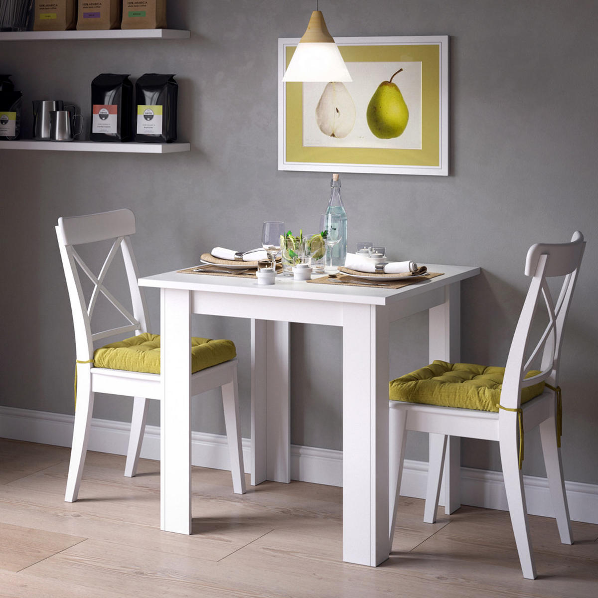 ESSTISCH Karlos Weiß 80 x 80 cm - Weiß, Holzwerkstoff (80/80/76.6cm) - Vicco