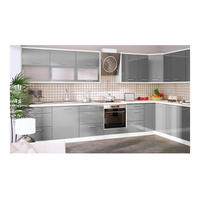 WINKELKÜCHE Brerra weiß / fenstergrau hochglanz 18-teilig - Weiß/Grau, Holzwerkstoff (380/207/170cm) - Feldmann-Wohnen