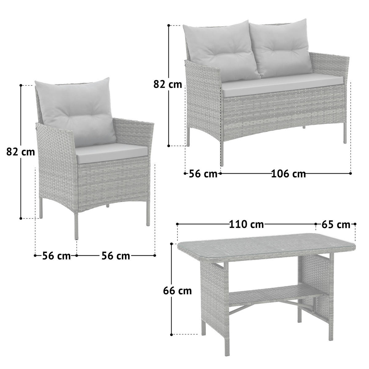 GARTENLOUNGE Dallas Grau - Grau, Metall - SVITA