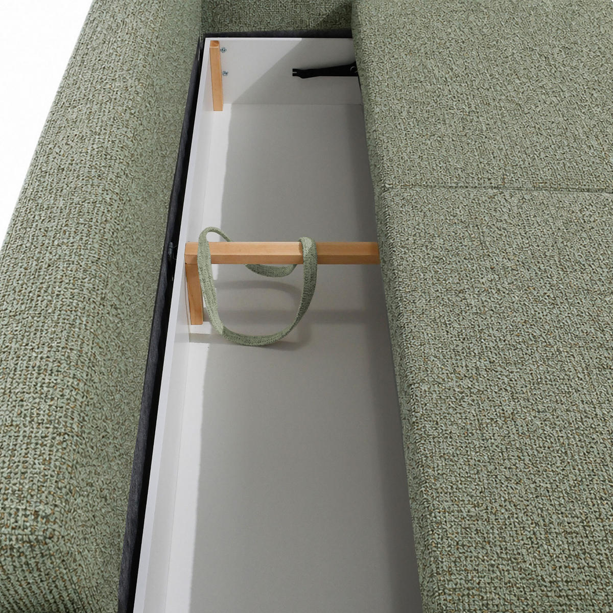 ROZKLÁDACÍ POHOVKA Vito, 3místná s úložným prostorem, systém DL, žinylková látka, zelená - černá/zelená barva, textil (256/90/99cm) - Beautysofa