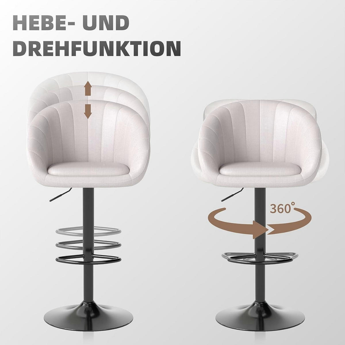 BARHOCKER 4er Set Höhenverstellbar Beige - Beige, Textil (51/104/54cm)