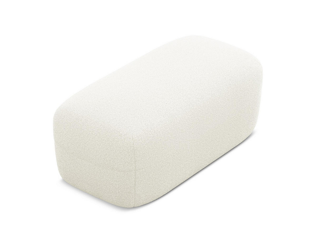POUF Bouclé Stoff Weiß - Schwarz/Weiß, Kunststoff/Textil (92/40/48cm) - Makamii