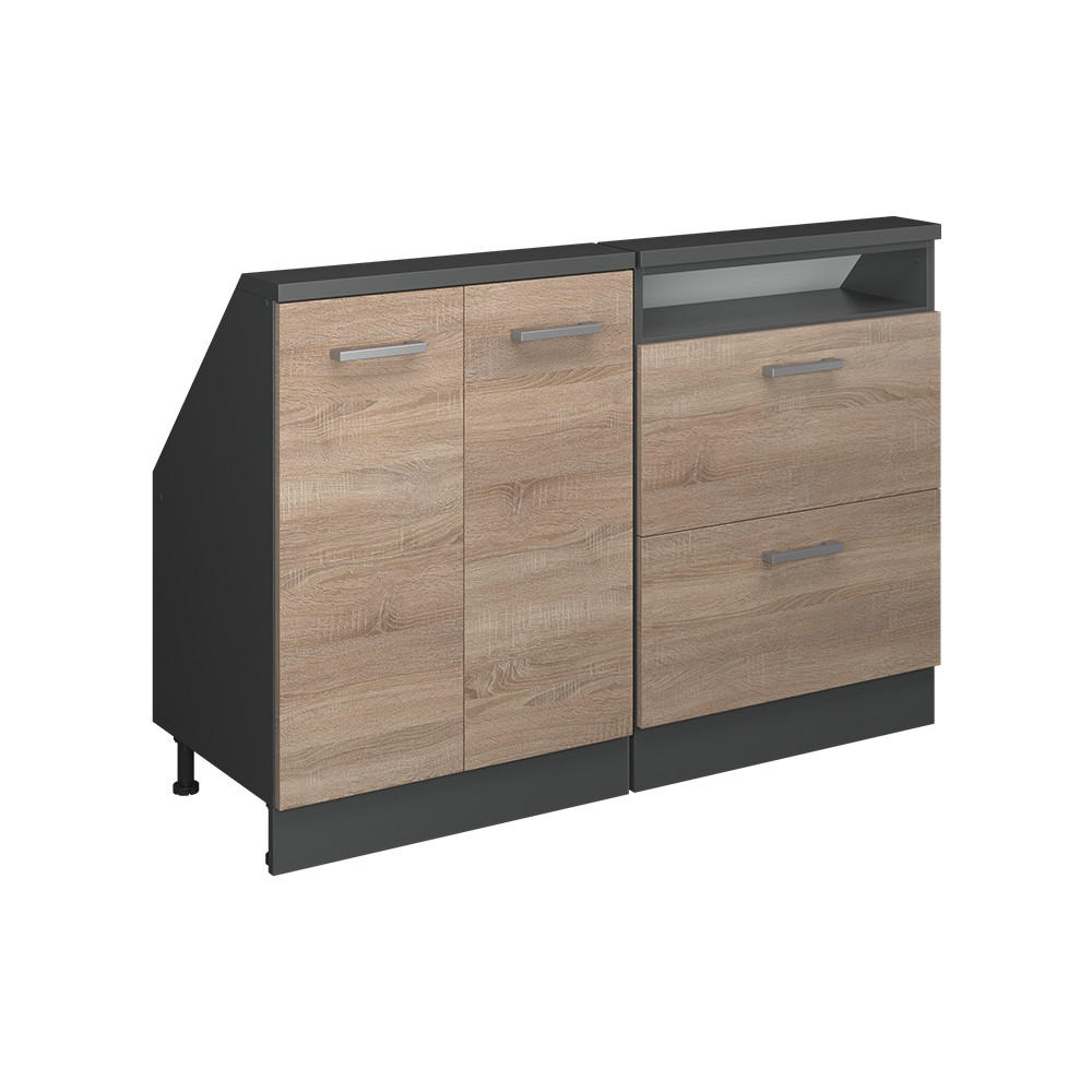KÖKSSKÅP FÖR SLUTTANDE TAK R-Line Sonoma 120 cm Set om 2 Sonoma ek, Antracit 83.8/120/46 cm