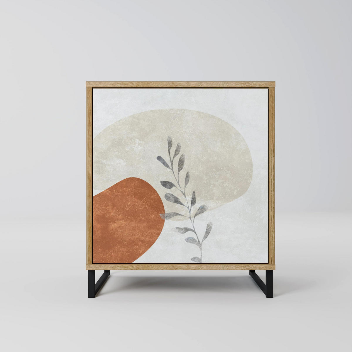 SIDEBOARD TRANQUIL TWIG, Eichefarben, 57,5x42x77,5 cm, Schräge Buchenholzfüße - Eichefarben/Buchefarben, Holzwerkstoff/Buchenholz (57.5/77.5/42cm) - SpaceRebels