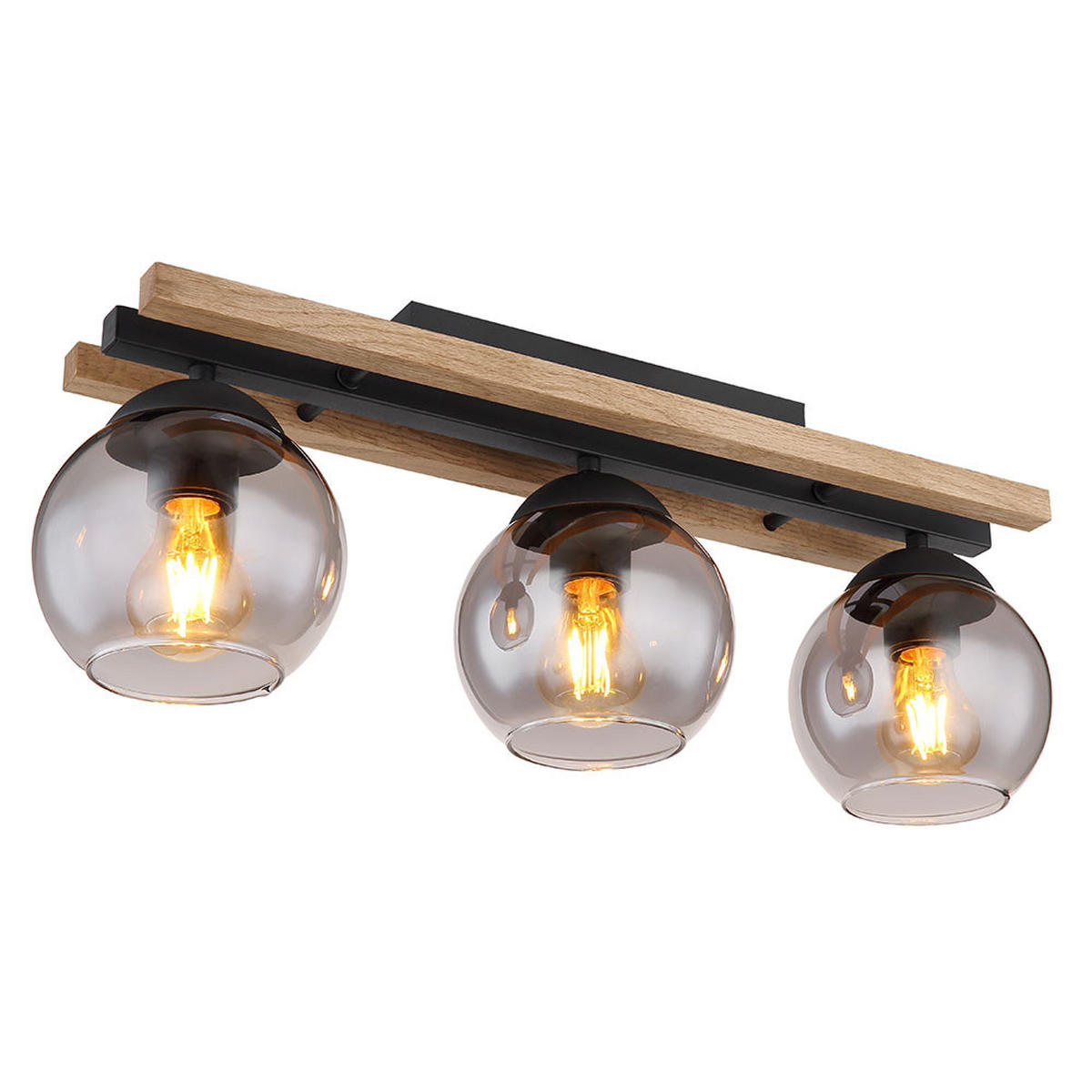 DECKENLEUCHTE Metall Eichenholz Braun - Braun, Holz (60/15/20.5cm) - Globo Lighting