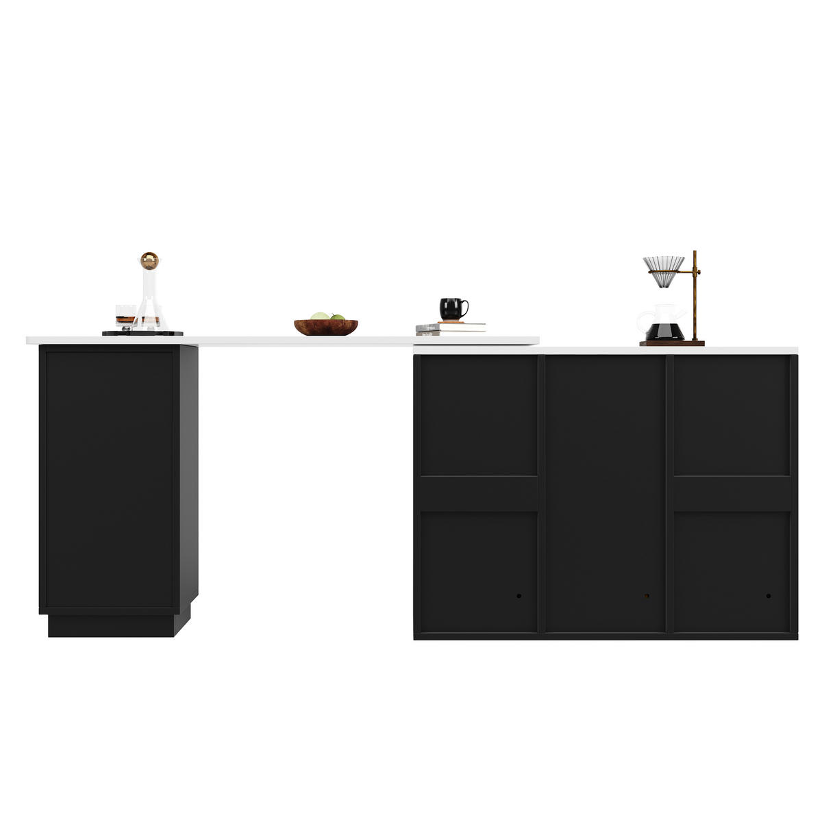 BARTISCH DE-41193 210/30/100,9 cm mit 360° drehbarer Verbindungsplatte Schwarz - Schwarz, Holzwerkstoff (210/100.9/30cm) - ComfortXL