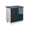 KÜCHENUNTERSCHRANK Fame-Line Dunkelblau Hochglanz 80 cm, AP Anthrazit - Weiß/Dunkelblau, Holzwerkstoff (80/82/60cm) - Vicco