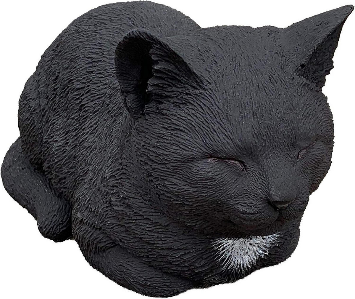 STEINFIGUR Katze ruhend schwarz frostfest wetterfest Steinguss - Schwarz, Stein (8/11/20cm) - stoneandstyle