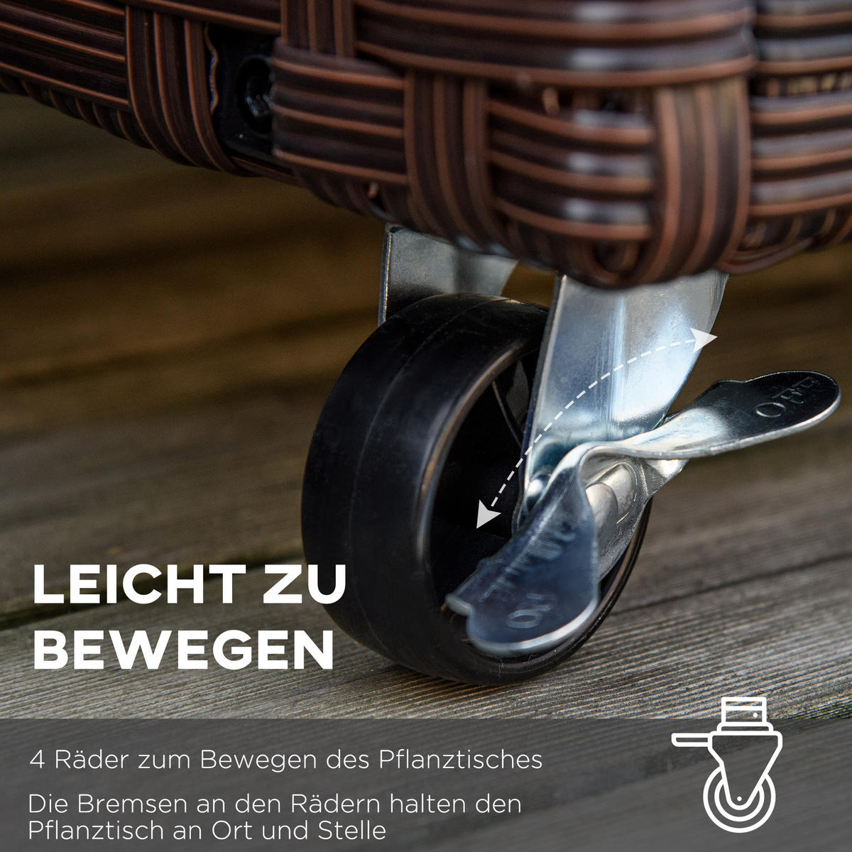 HOCHBEET, Poly Rattan, Kaffee-Braun - Braun, Metall (31/36/94.5cm) - Outsunny