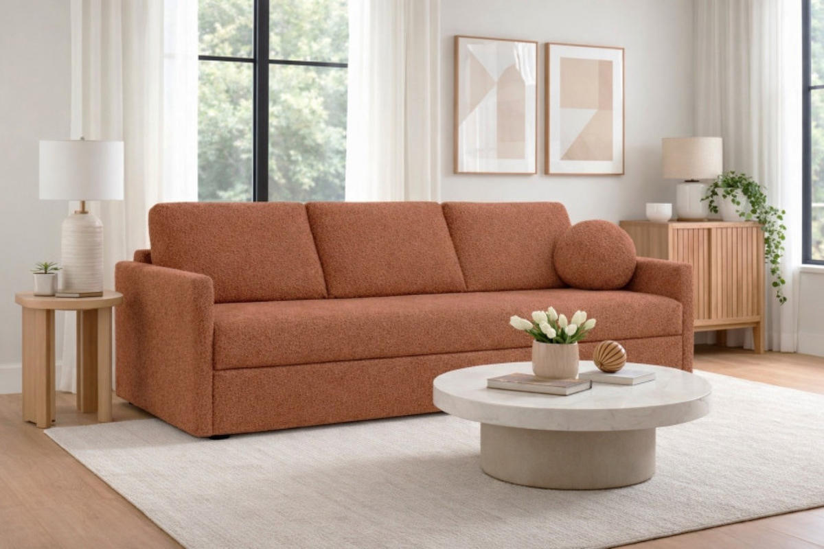 SOFA Ceglasty SISI Mit Schlaffunktion - Orange, Textil (207/90/87cm) - Sepro Meble