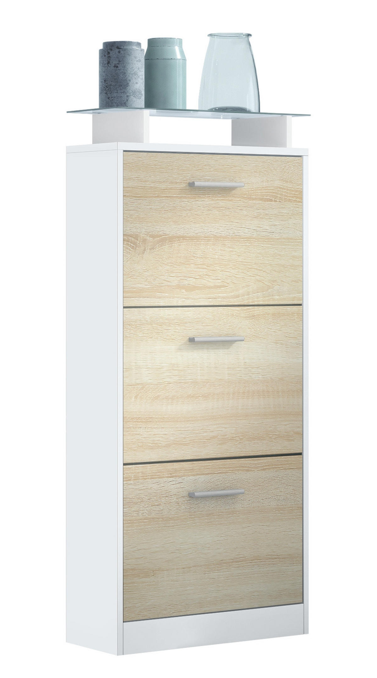 SCHUHSCHRANK Lavia Front in Eiche sägerau - Eiche San Remo, Holzwerkstoff (46/128/23cm) - Vladon