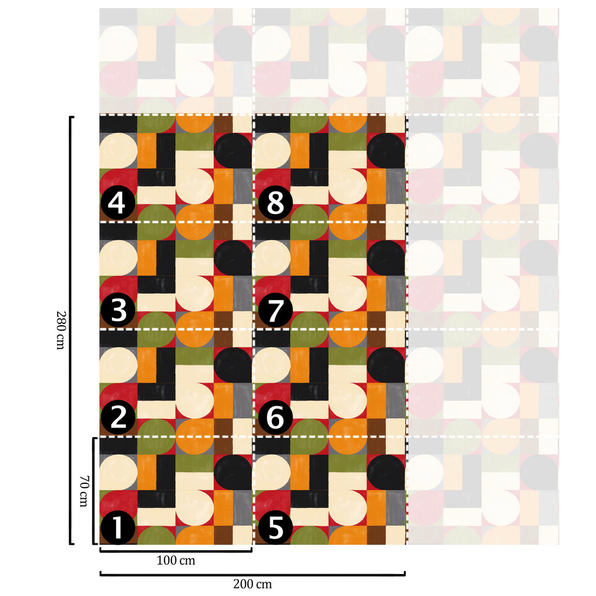 TAPETE Bauhaus aus echtem Papier, 200x280cm, 8 Bögen - Grün, Papier (200/280cm) - WALLPAPERS4BEGINNERS