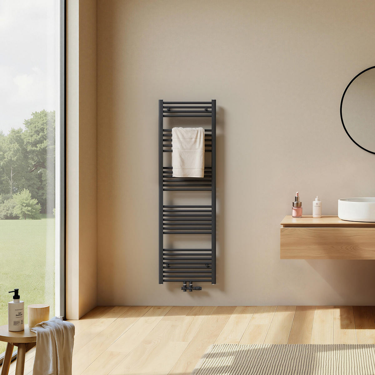 HEIZKÖRPER Handtuchheizkörper wasserführend 160/50/3 cm - Anthrazit, Metall (50/160/3cm) - EMKE