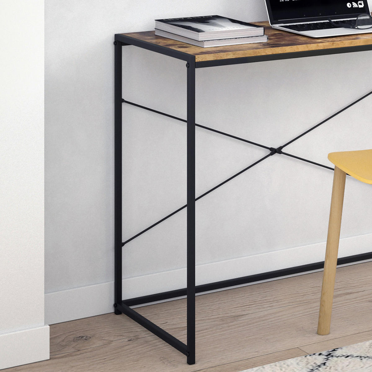 SCHREIBTISCH Fyrk Antikholz 100 x 45 cm - Alteiche/Schwarz, Holzwerkstoff (45/100/75cm) - Vicco