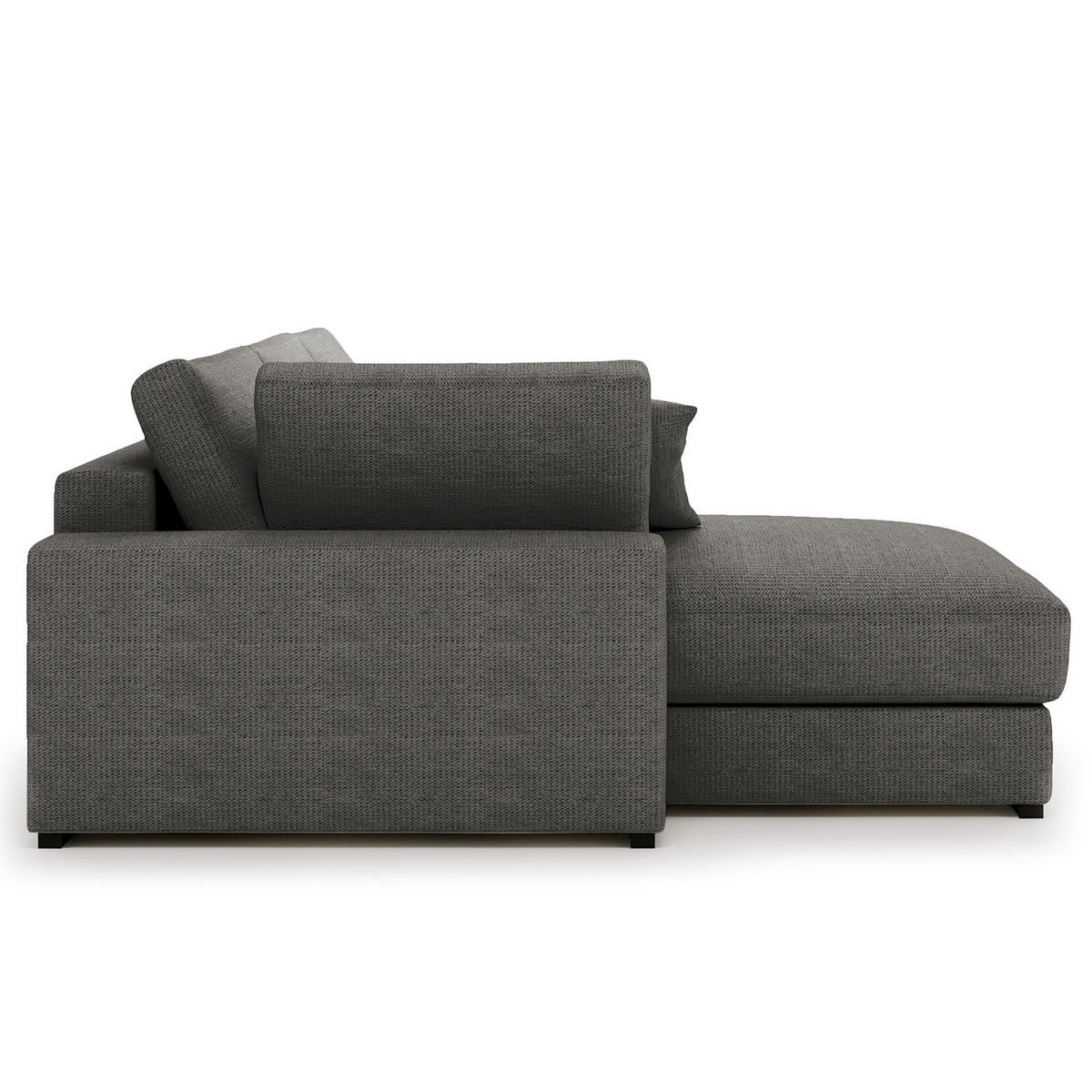 ECKSOFA mit Longchair - Anthrazit/Schwarz, Kunststoff/Textil (340/205cm) - home24