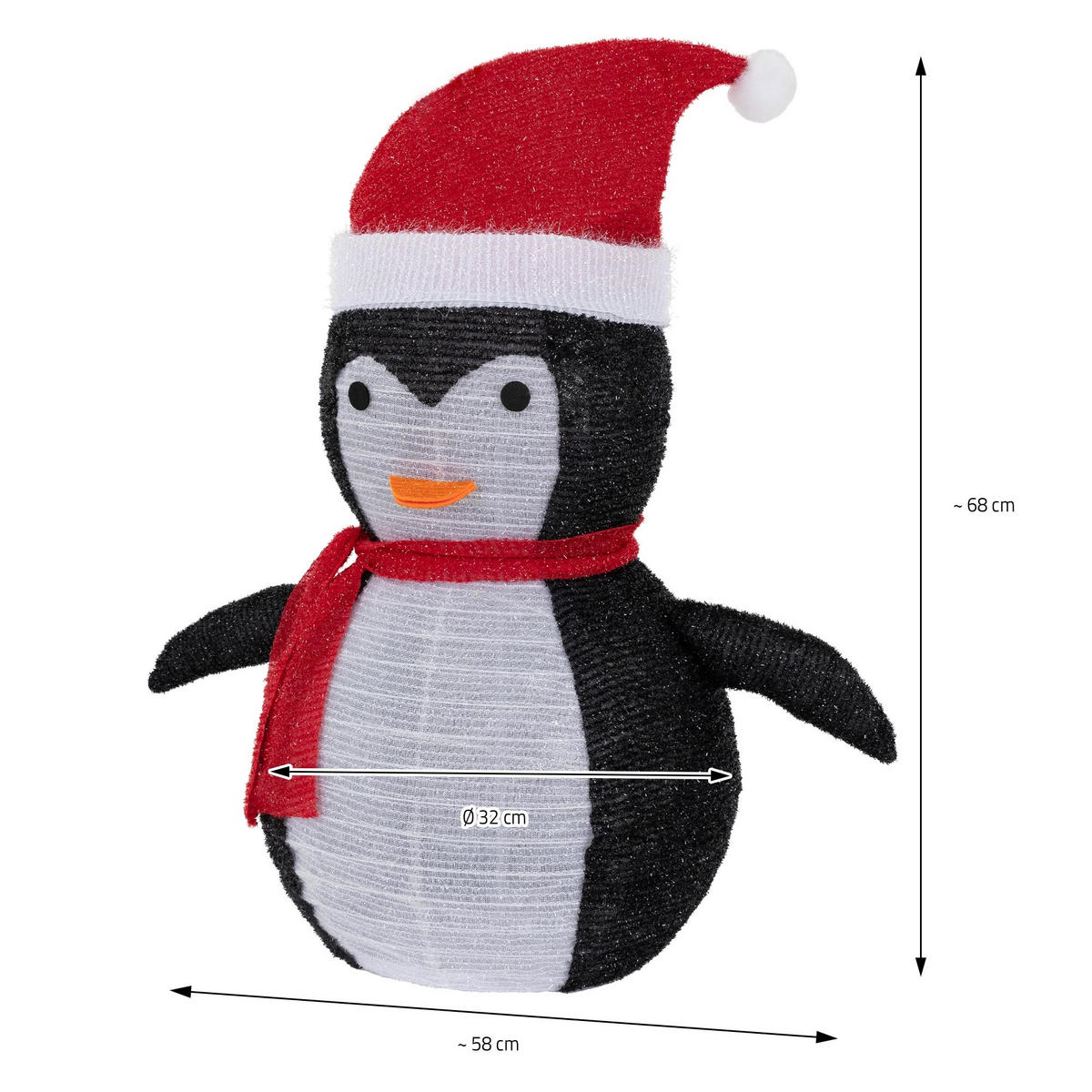 WEIHNACHT Pinguin - Rot, Kunststoff (58/68/32cm) - ECD-Germany
