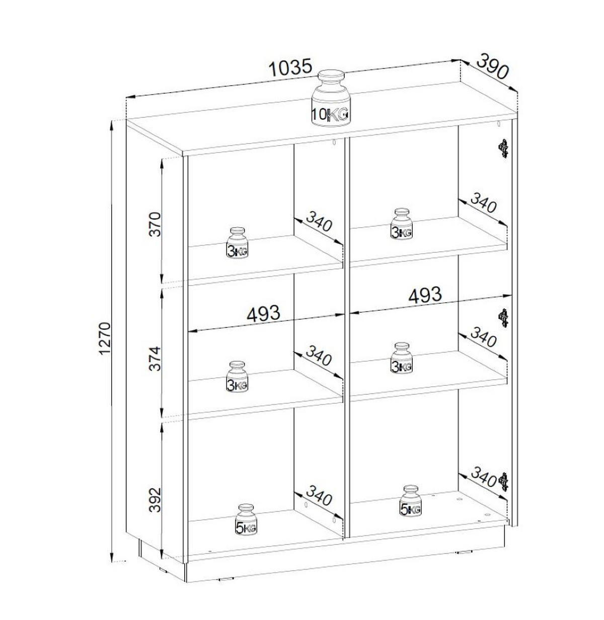 HIGHBOARD Roy 104 Beige, Hochkommode - Beige, Holzwerkstoff (104/127/39cm) - Bettso