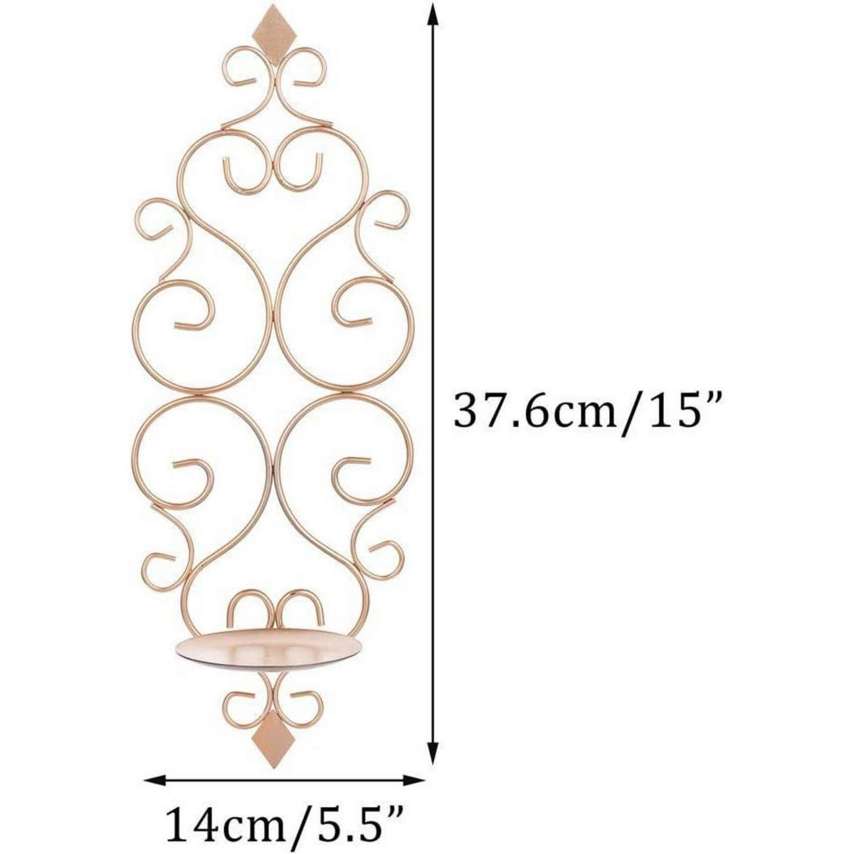 KERZENHALTER 2-teiliges Set Eisen Rosegold 37,6 cm - Goldfarben, Metall (14/14.8/37.6cm)