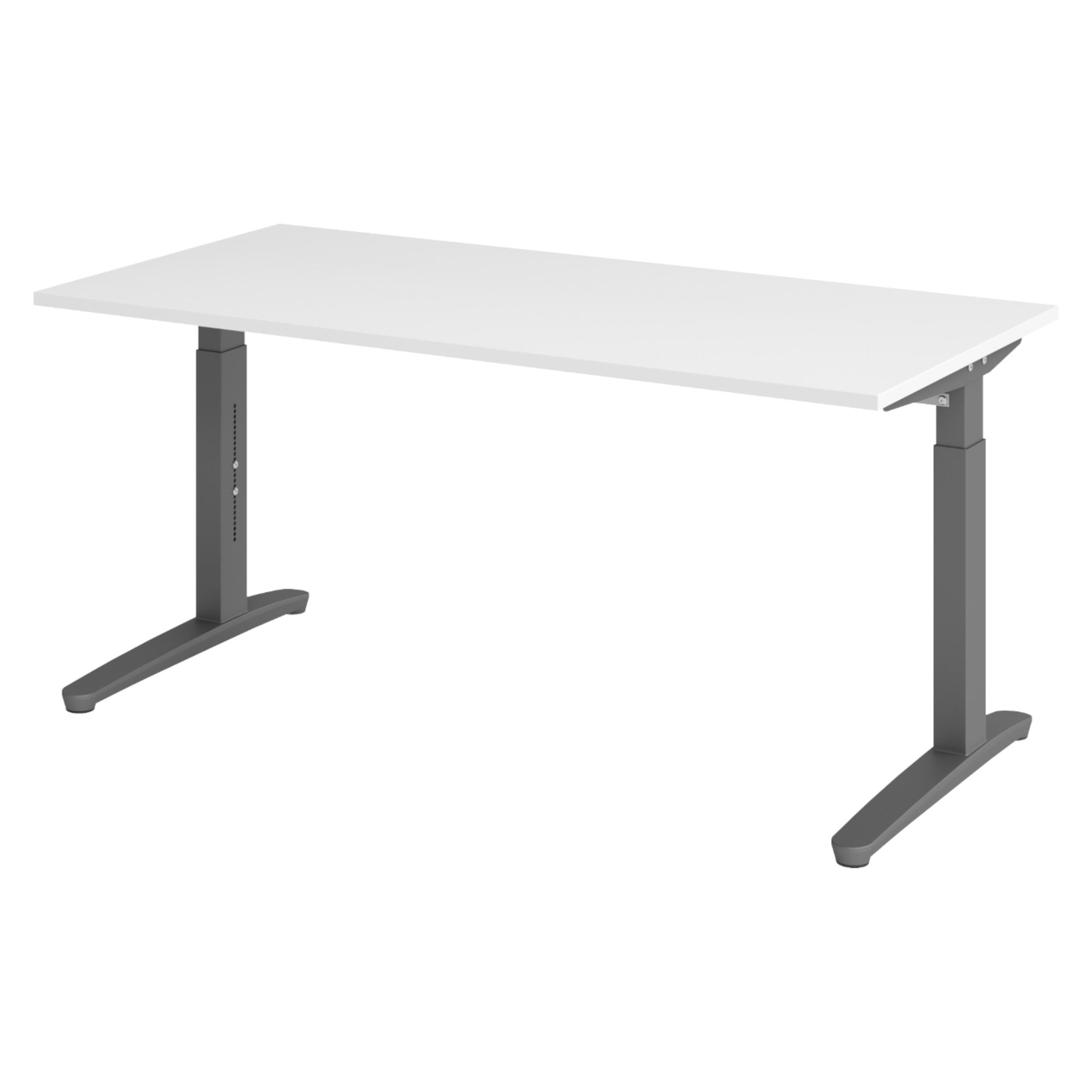 bümö Schreibtisch Weiß, Graphit 160x74x80 cm