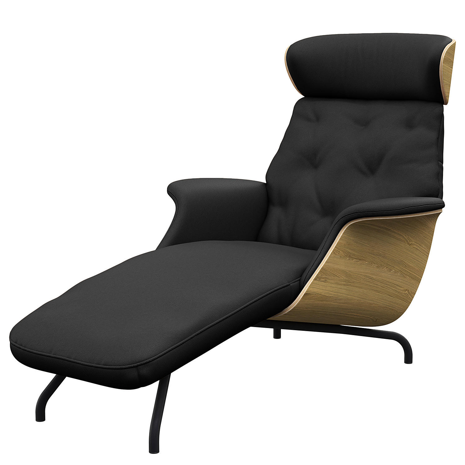 RELAXLIEGE - Echtleder - Schwarz, Leder/Metall (83/103/147cm) - home24