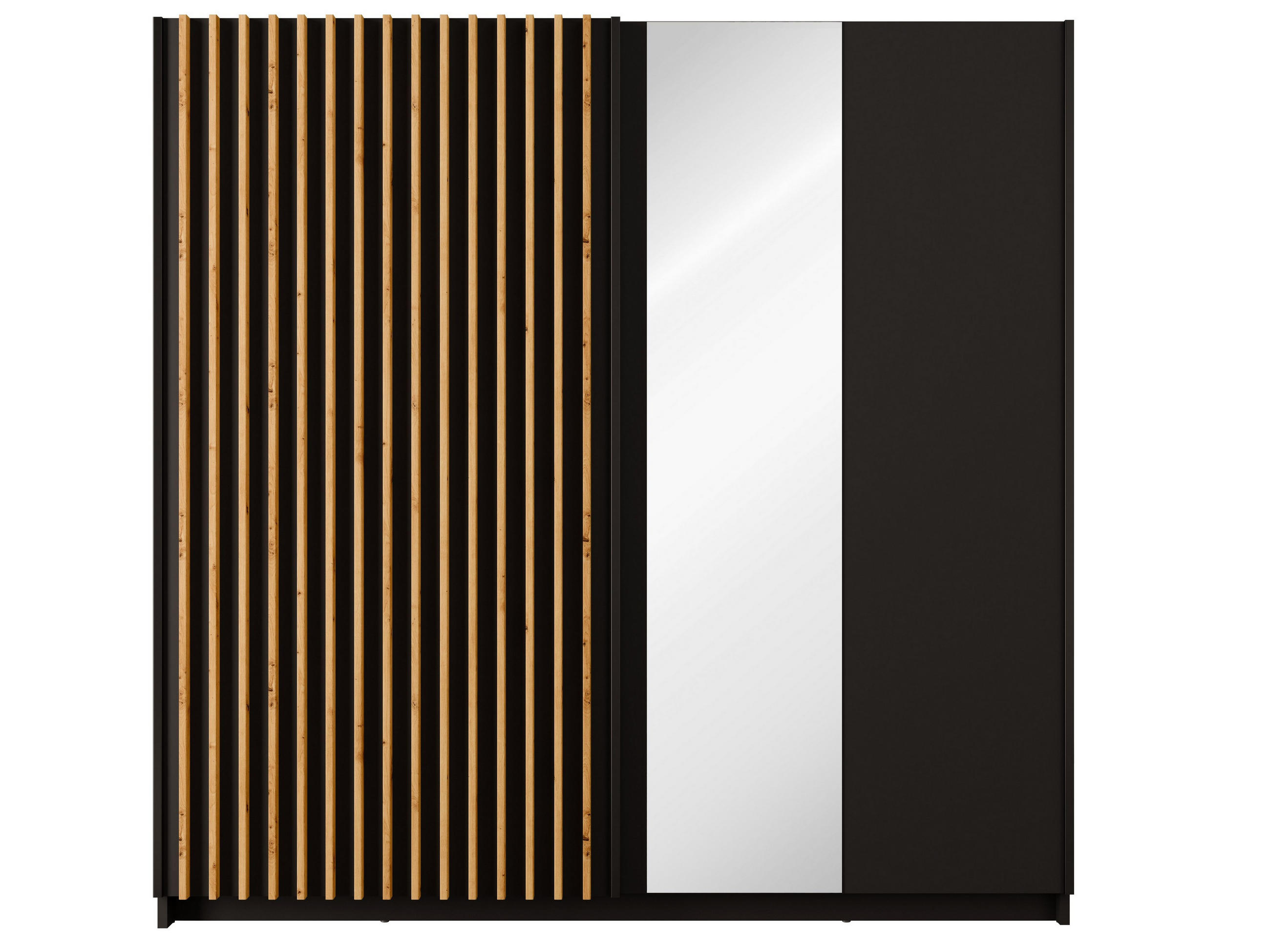 Masseno Schwebetürenschrank Schwarz 200.2x198.5x55.4 cm