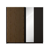 SCHWEBETÜRENSCHRANK APOLEN 200,2/198,5/55,4cm 2-türig mit Spiegel Schwarz - Schwarz/Eiche Artisan, Holzwerkstoff (200.2/198.5/55.4cm) - MASSENO