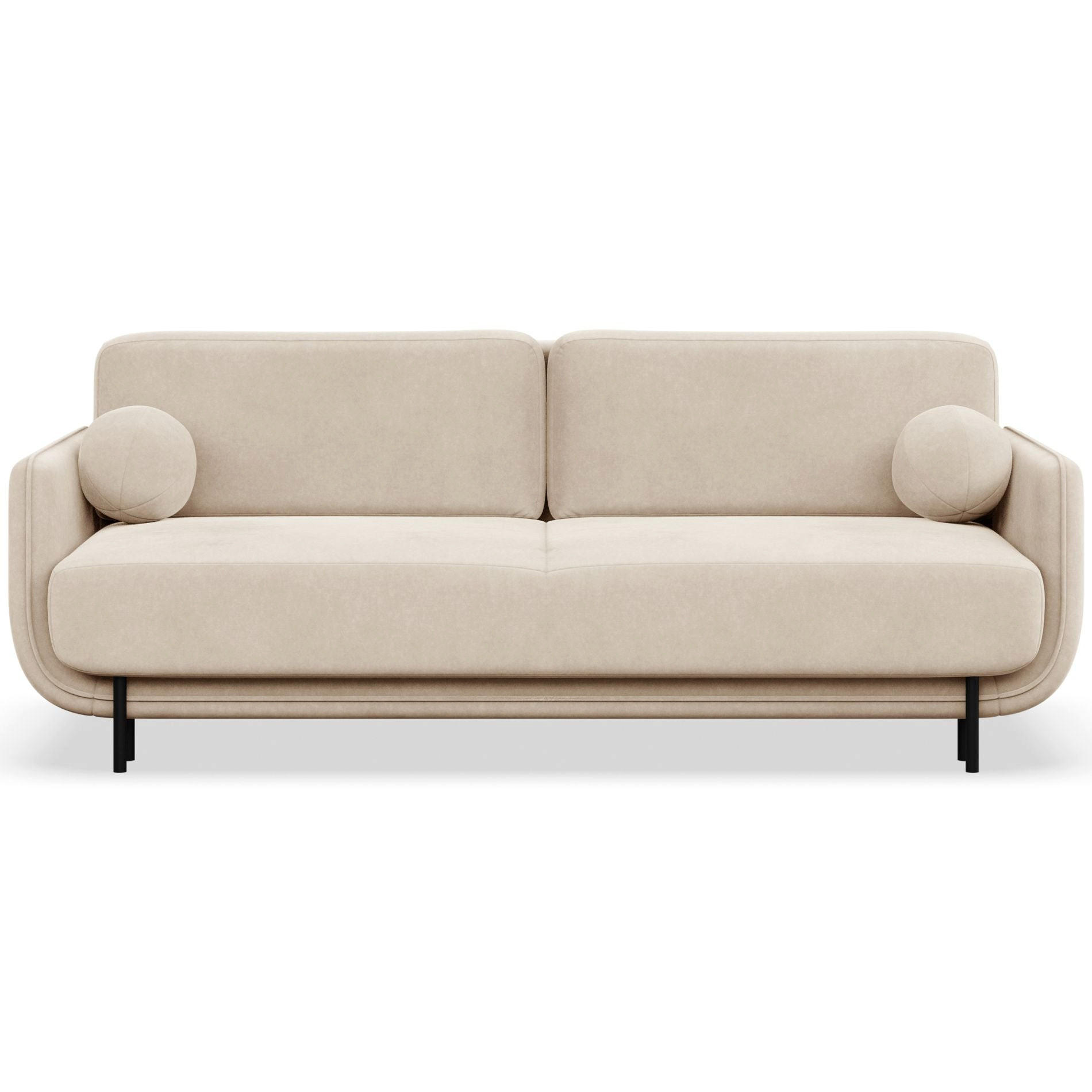 SCHLAFSOFA Ovals Hellbeige - Ecru/Schwarz, Textil/Metall (236/95/96cm) - Selsey