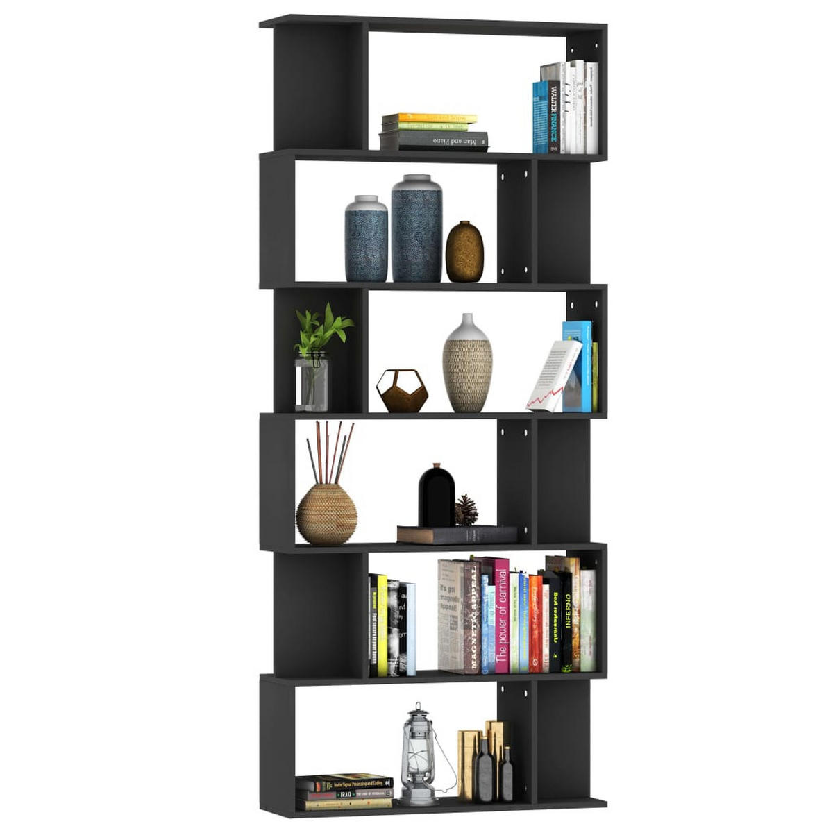 BÜCHERREGAL mit 6 Fächern 80/24/192 cm aus Holzwerkstoff Schwarz - Schwarz, Holz (80/192/24cm) - vidaXL