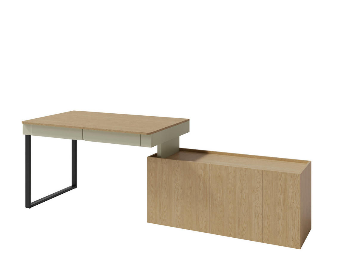 SCHREIBTISCH MURO 131x140x74,5 cm Bürotisch Computertisch, Hellgrün - Hellgrün, Holzwerkstoff (140/131/74.5cm) - MASSENO