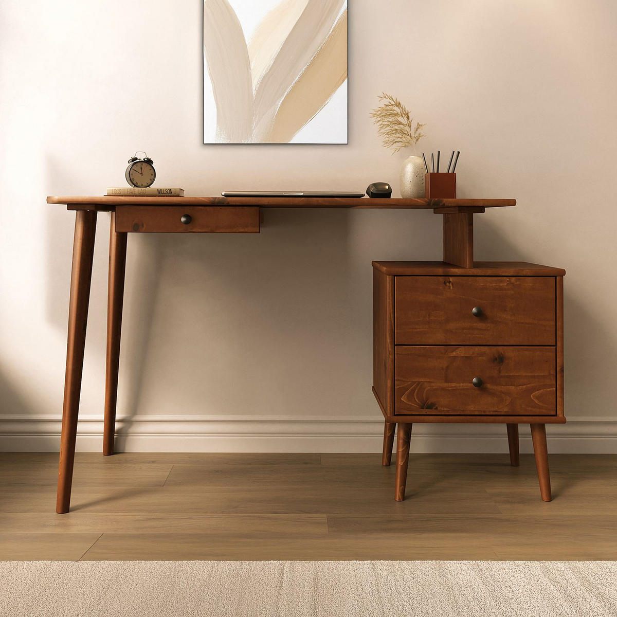SCHREIBTISCH PIERO Kastanie - Kastanienfarben, Holz (54/138/75cm) - IDIMEX