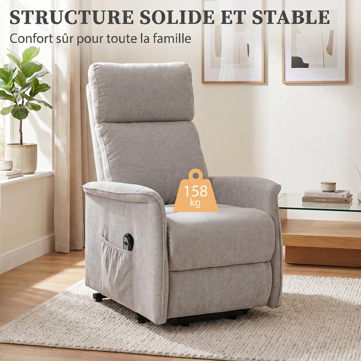 RELAXSESSEL,ELEKTRISCH Chenille Federkernkissen verstellbare Lehne,grau - Grau, Textil (69/106/91cm) - Vallsero