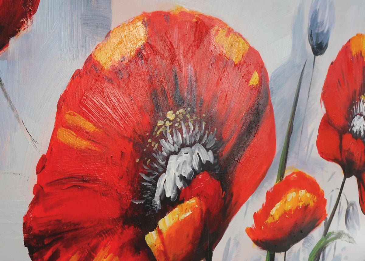 ÖLGEMÄLDE ROTER MOHN HANDGEMALT Mehrfarbig - Multicolor, Textil (140/70cm) - MCW