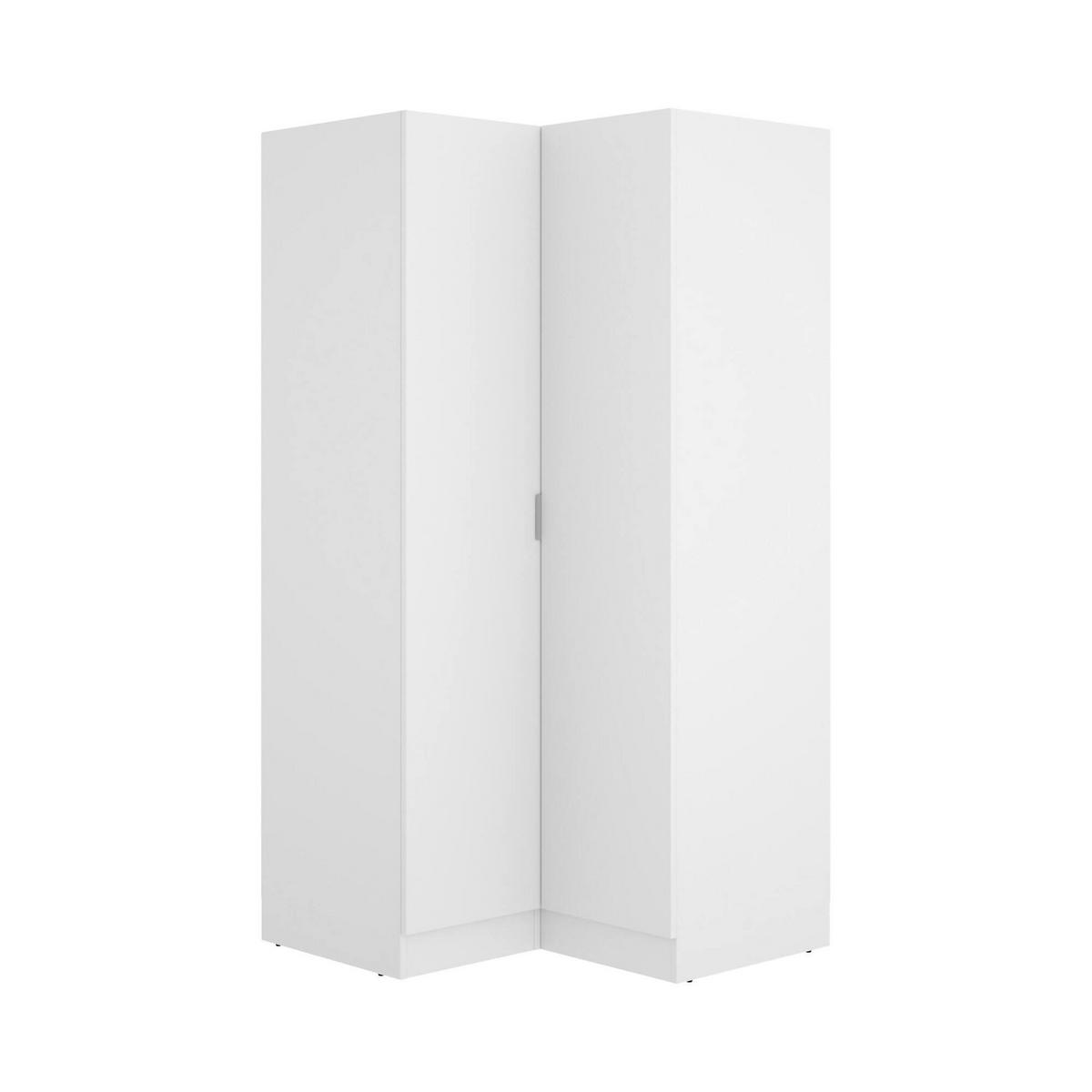 ECKKLEIDERSCHRANK Holz-Effekt Weiß 92.5x90.5h184 - Weiß, Holzwerkstoff (90.5/184/92.5cm) - DMORA