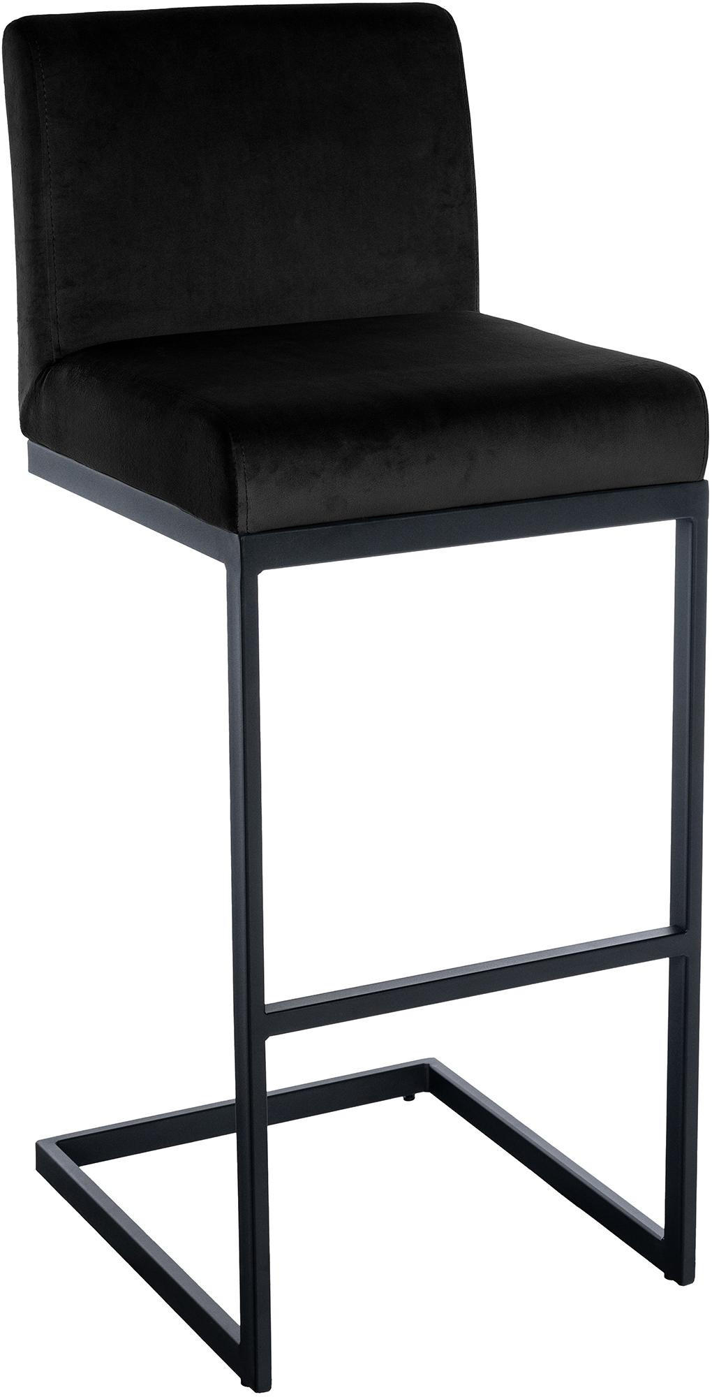 BARHOCKER Samt Schwarz - Schwarz, Textil/Metall (43/104/53cm) - CLP