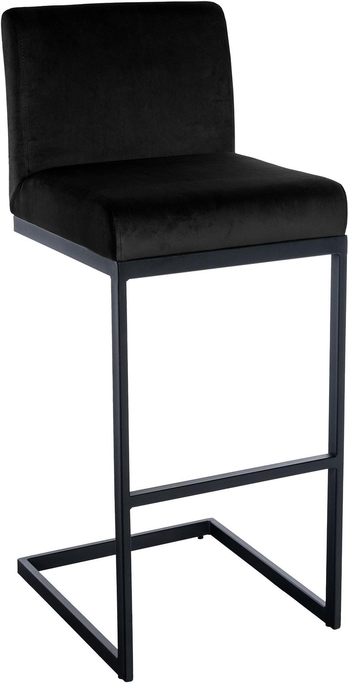 BARHOCKER Samt Schwarz - Schwarz, Textil/Metall (43/104/53cm) - CLP