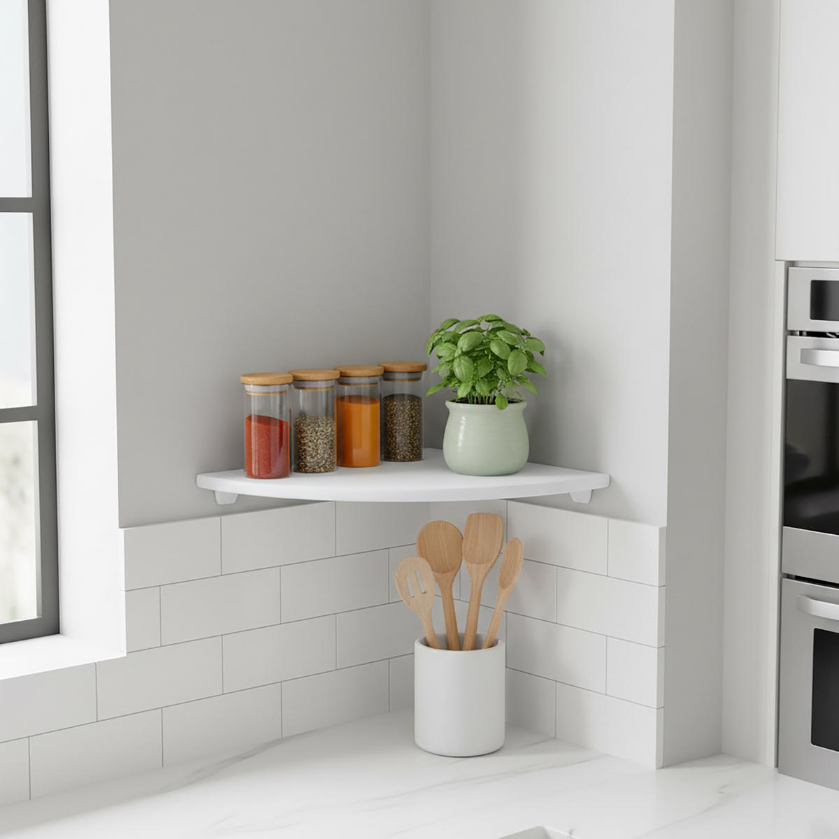 ROHOVÁ pol. - biela, drevo (40/3/40cm) - Relaxdays