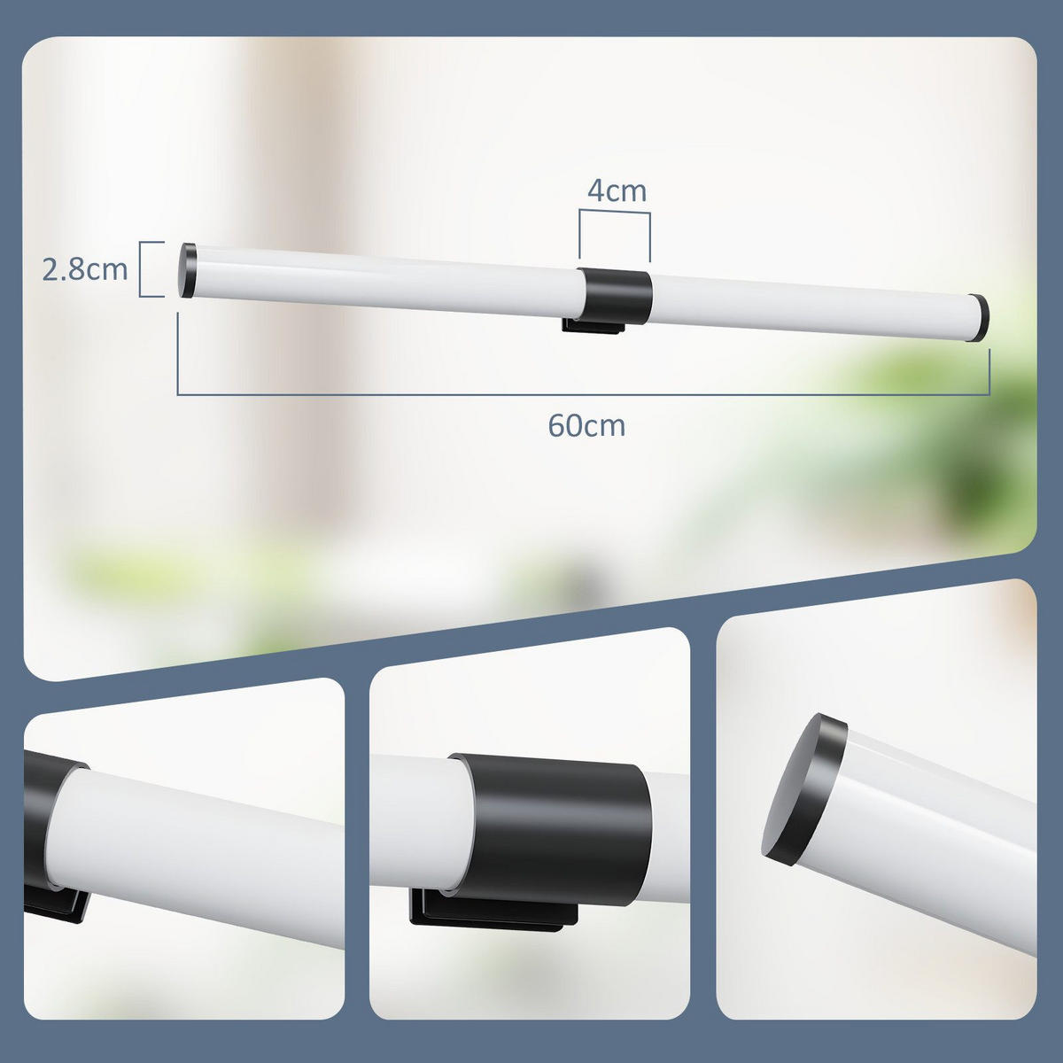 SPIEGELLEUCHTE ALFONSINE II 60/5.2/3.2CM - Schwarz, Kunststoff (60/5.2/3.2cm) - Nettlife