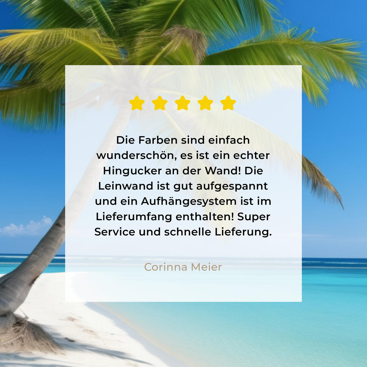 LEINWANDBILD Strand - Palme - Tropisch - Meer Groß 140x90 cm - Grün, Textil (140/90cm) - MuchoWow